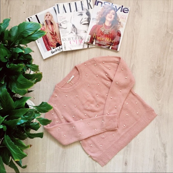 1 Left! Light Pink Pearl Sweater Top - Picture 5 of 8